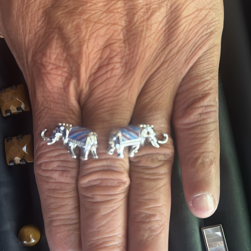 Jos. A. Bank Silver/blue/purple Elephant Cuff Links EA046 - Picture 2 of 5